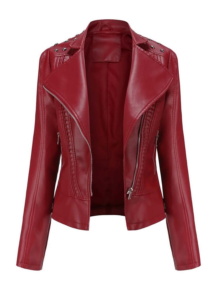 Vita | Stijlvolle PU leren jas voor dames-Leren Jassen-Calora-Rood-S-Calora