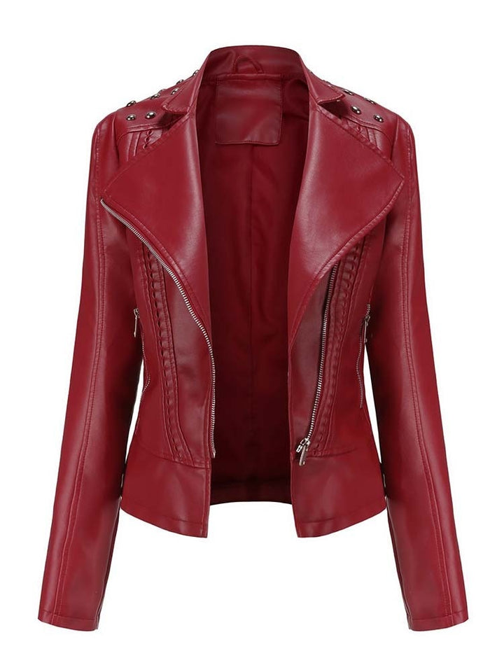 Vita | Stijlvolle PU leren jas voor dames-Leren Jassen-Calora-Rood-S-Calora