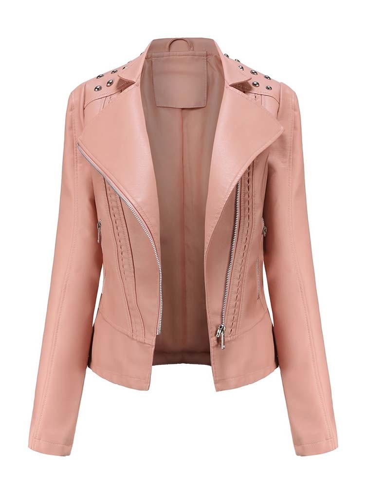 Vita | Stijlvolle PU leren jas voor dames-Leren Jassen-Calora-Roze-S-Calora