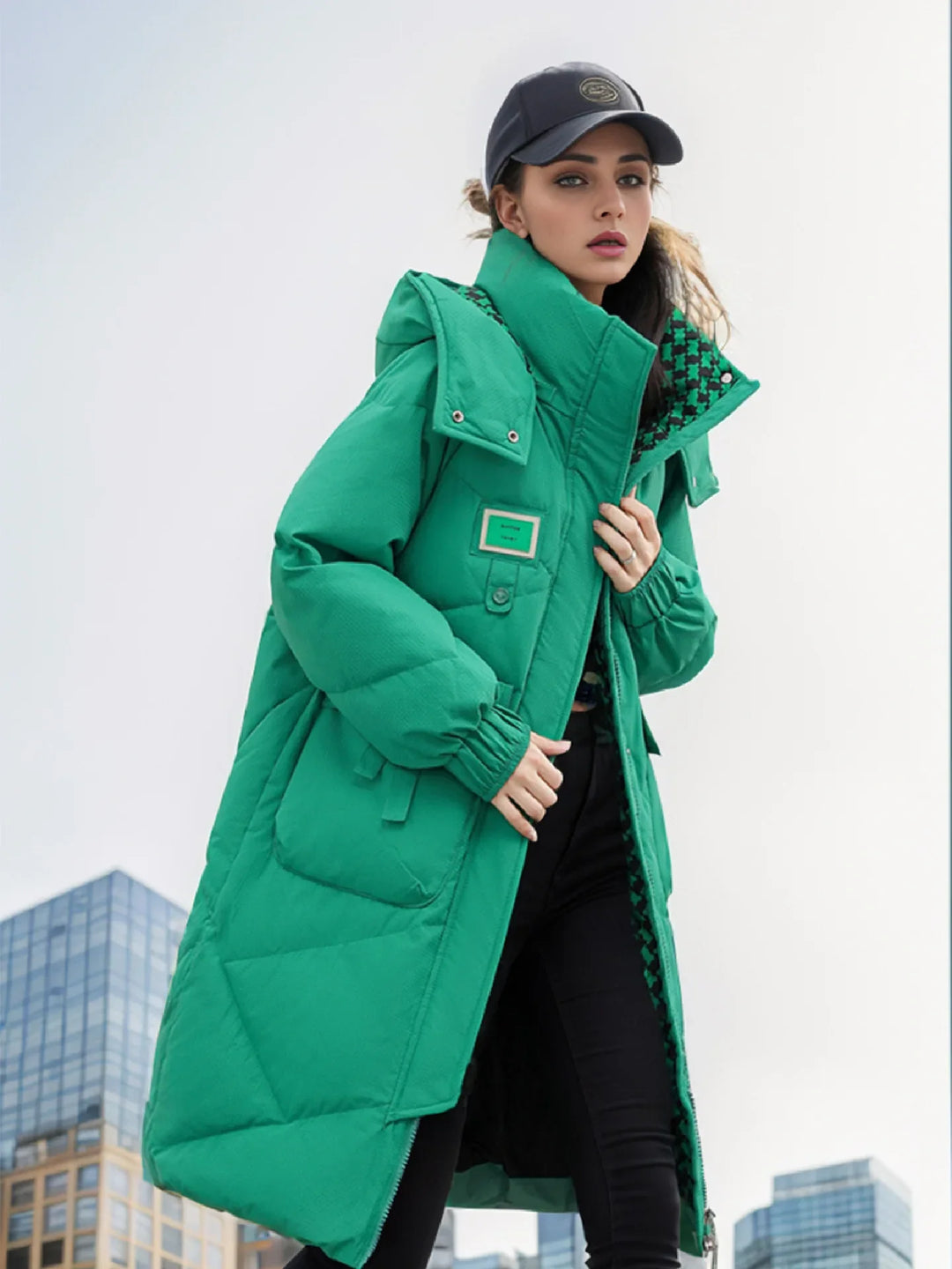 Vivana | Lange dikke warme katoenen winterparka voor dames-Zomer Jassen-Calora-Groen-S-Calora