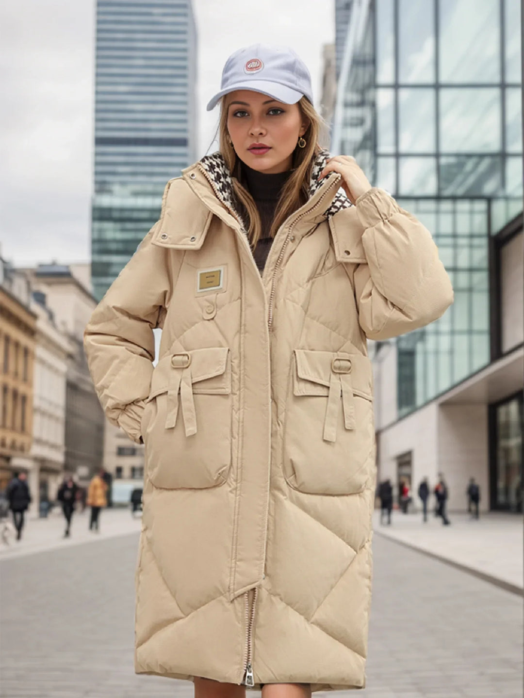 Vivana | Lange dikke warme katoenen winterparka voor dames-Zomer Jassen-Calora-Khaki-S-Calora