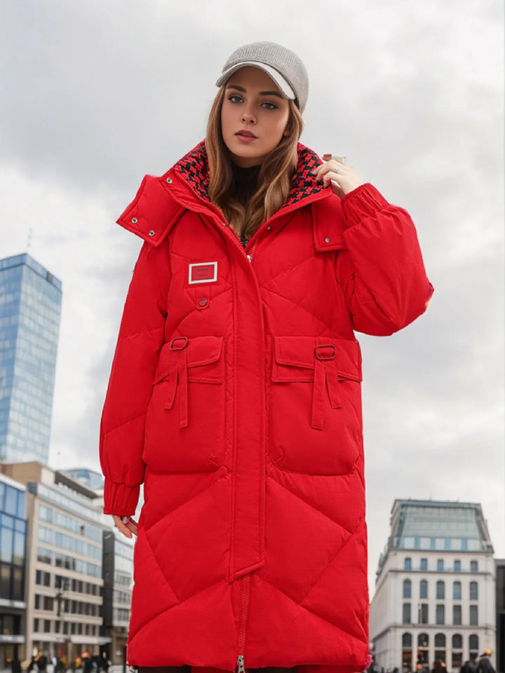 Vivana | Lange dikke warme katoenen winterparka voor dames-Zomer Jassen-Calora-Rood-S-Calora