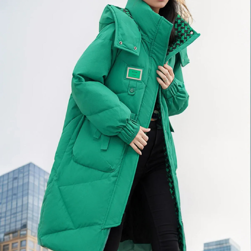 Vivana | Lange dikke warme katoenen winterparka voor dames-Zomer Jassen-Calora-Wit-S-Calora