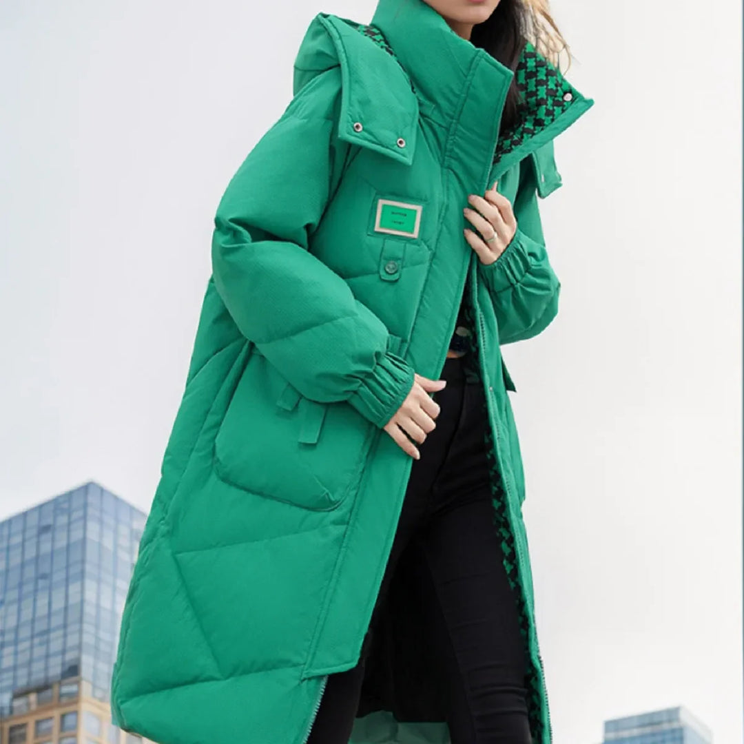 Vivana | Lange dikke warme katoenen winterparka voor dames-Zomer Jassen-Calora-Wit-S-Calora