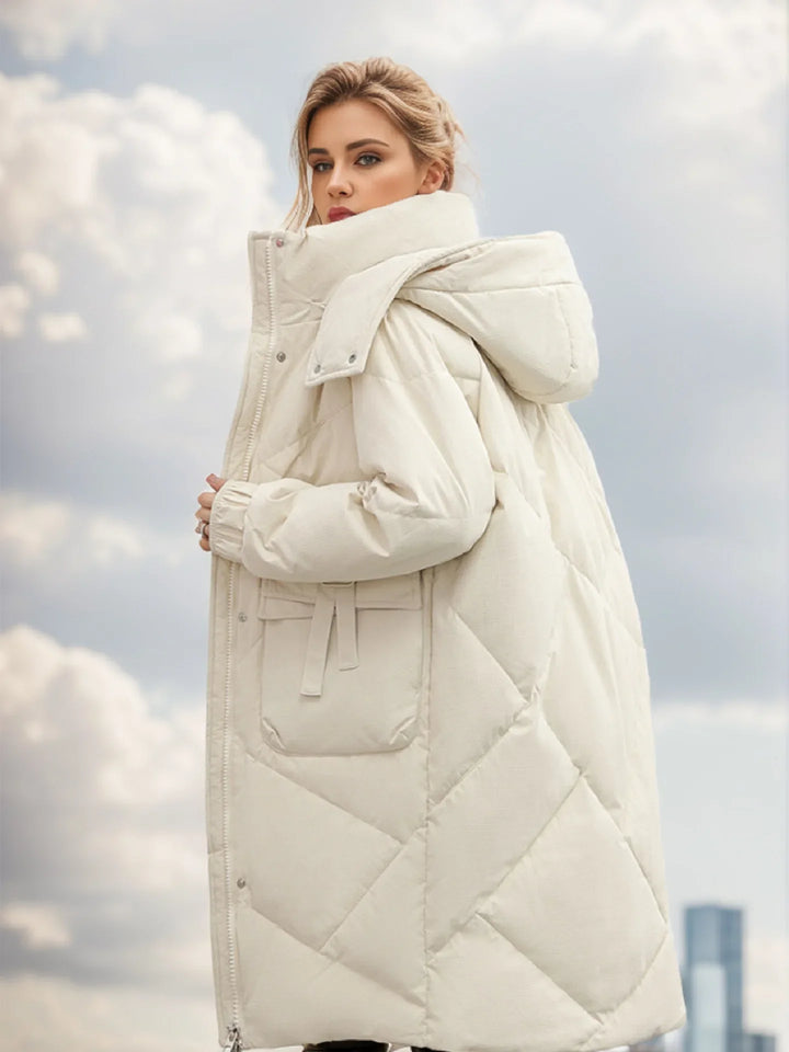 Vivana | Lange dikke warme katoenen winterparka voor dames-Zomer Jassen-Calora-Wit-S-Calora
