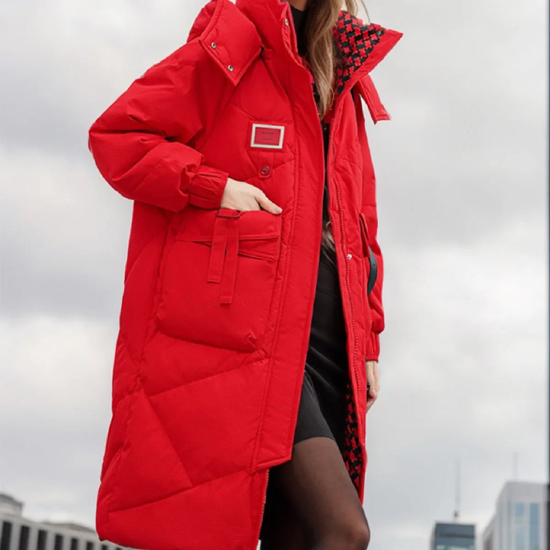 Vivana | Lange dikke warme katoenen winterparka voor dames-Zomer Jassen-Calora-Wit-S-Calora