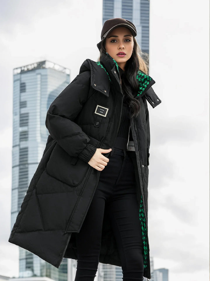 Vivana | Lange dikke warme katoenen winterparka voor dames-Zomer Jassen-Calora-Zwart-S-Calora