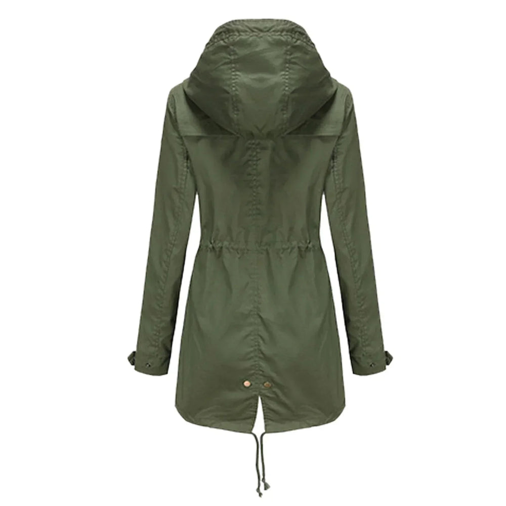 Vivian | Dames Lichte Lange Waterdichte regenjas-Zomer Jassen-Calora-Beige-S-Calora