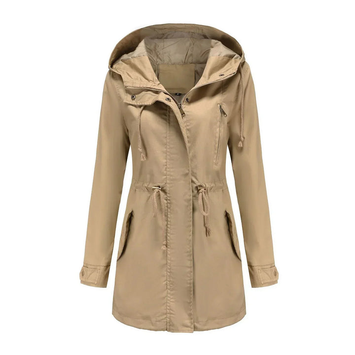 Vivian | Dames Lichte Lange Waterdichte regenjas-Zomer Jassen-Calora-Beige-S-Calora