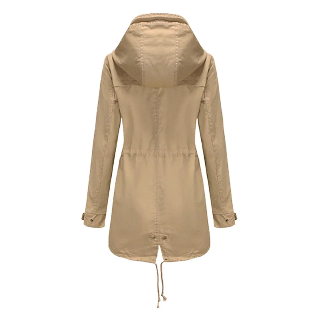 Vivian | Dames Lichte Lange Waterdichte regenjas-Zomer Jassen-Calora-Beige-S-Calora