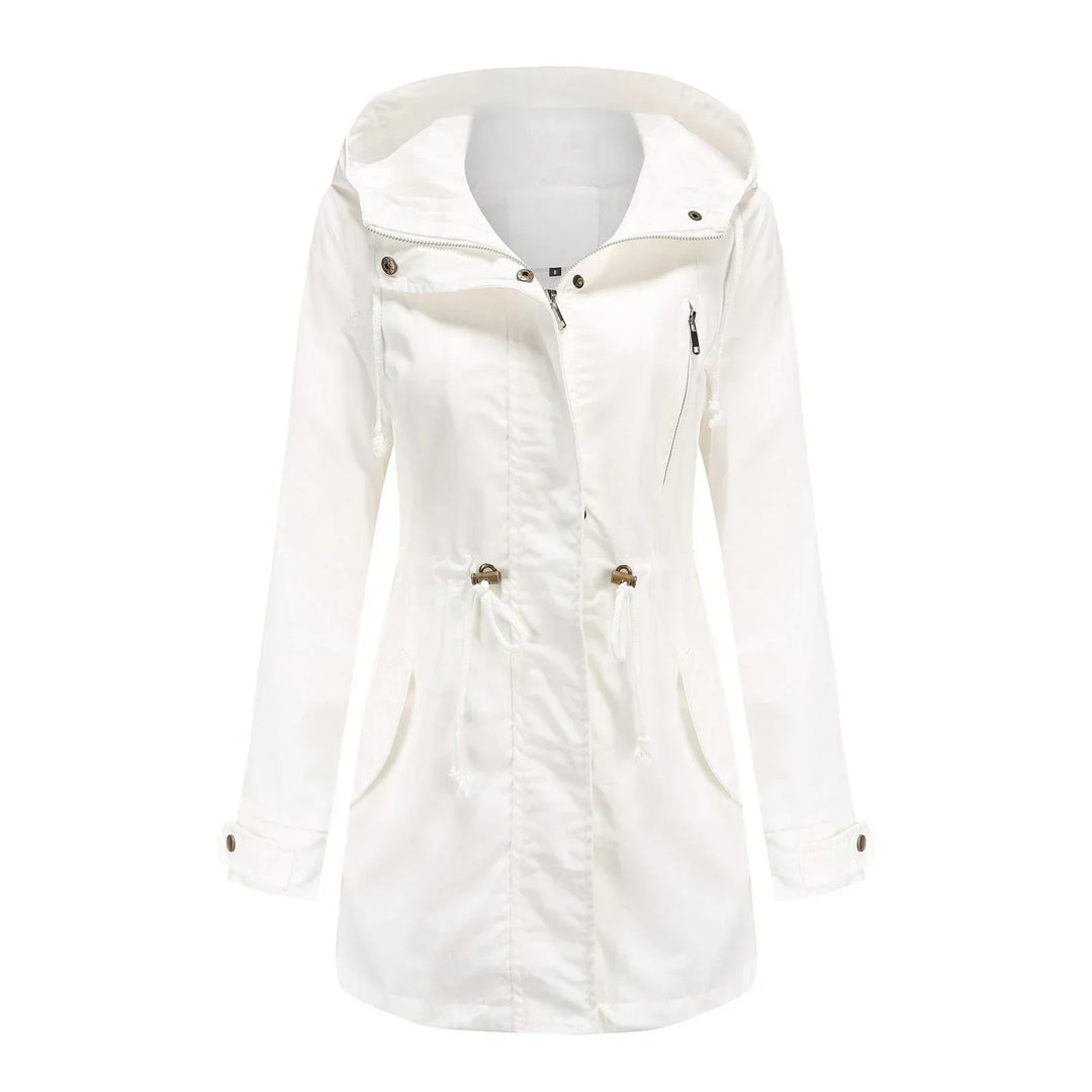 Vivian | Dames Lichte Lange Waterdichte regenjas-Zomer Jassen-Calora-Wit-S-Calora