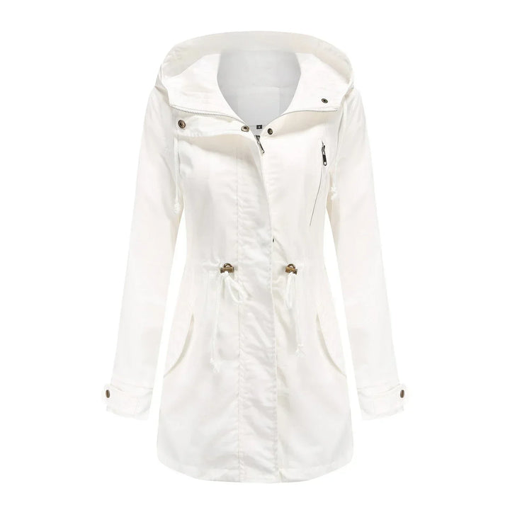 Vivian | Dames Lichte Lange Waterdichte regenjas-Zomer Jassen-Calora-Wit-S-Calora