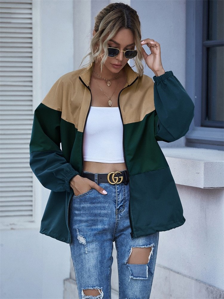 Vivienne | Stijlvolle Dames herfst regenjas-Zomer Jassen-Calora-Bruin groen zwart-S-Calora