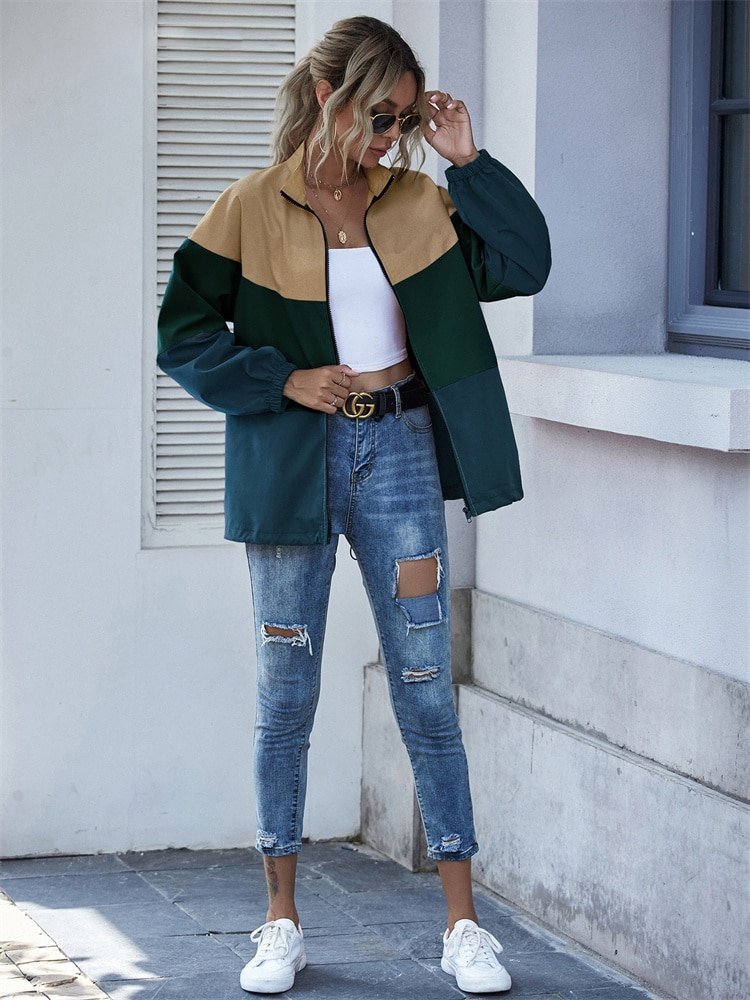 Vivienne | Stijlvolle Dames herfst regenjas-Zomer Jassen-Calora-Wit groen zwart-S-Calora