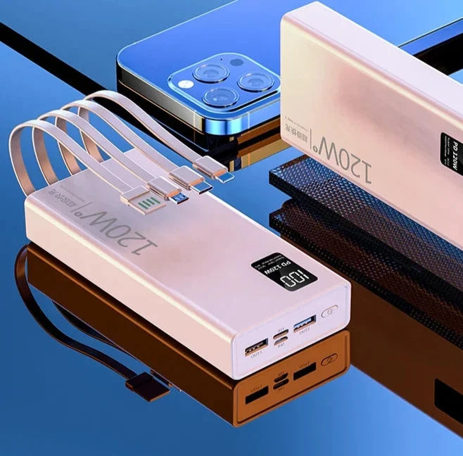 Voltix | Powerbank 50.000mAh - 4 in 1 120W Snellader Draagbare Acculader-Elektronica/Gadgets-Calora-Wit-Calora