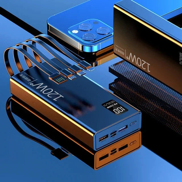 Voltix | Powerbank 50.000mAh - 4 in 1 120W Snellader Draagbare Acculader-Elektronica/Gadgets-Calora-Zwart-Calora