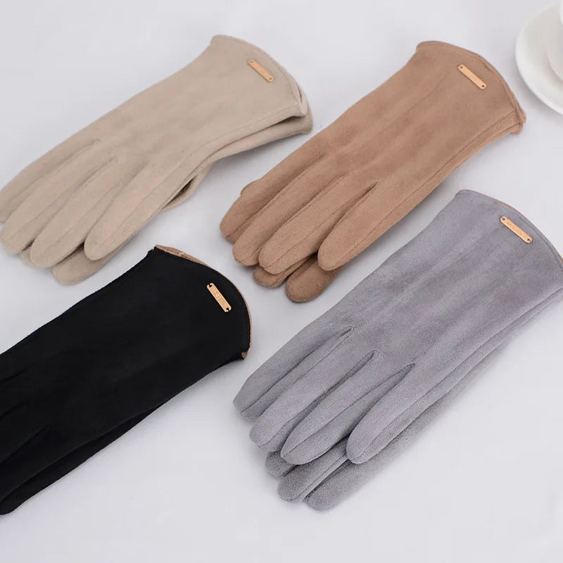 Vrouwen Herfst Winter Touchscreen Dunne Kasjmier Effen Handschoenen-Handtassen-Calora-beige-One Size-Calora