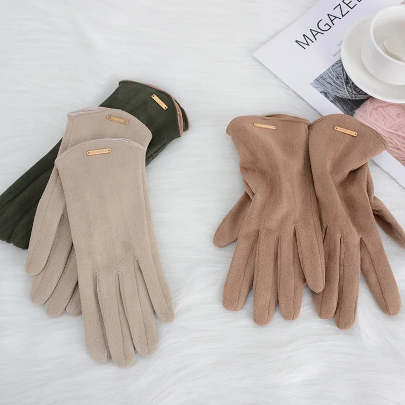 Vrouwen Herfst Winter Touchscreen Dunne Kasjmier Effen Handschoenen-Handtassen-Calora-beige-One Size-Calora