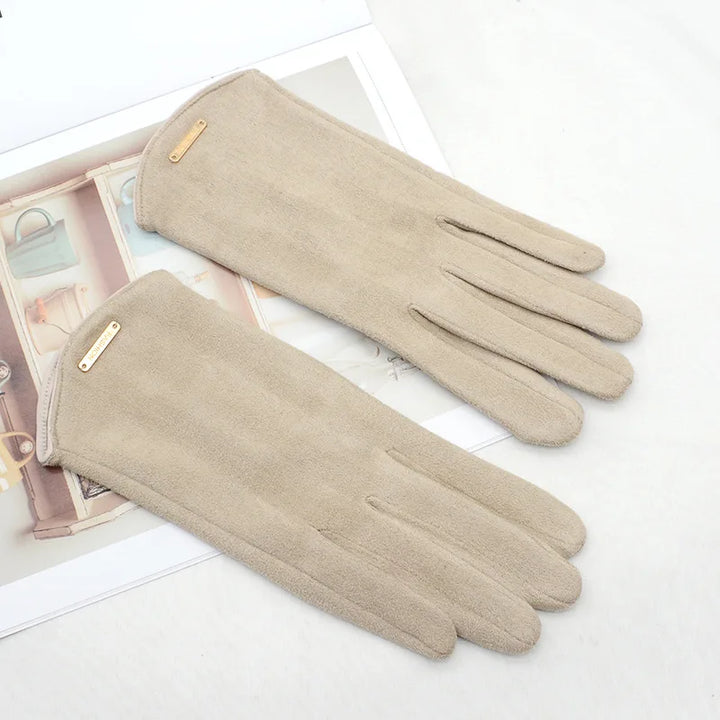 Vrouwen Herfst Winter Touchscreen Dunne Kasjmier Effen Handschoenen-Handtassen-Calora-beige-One Size-Calora