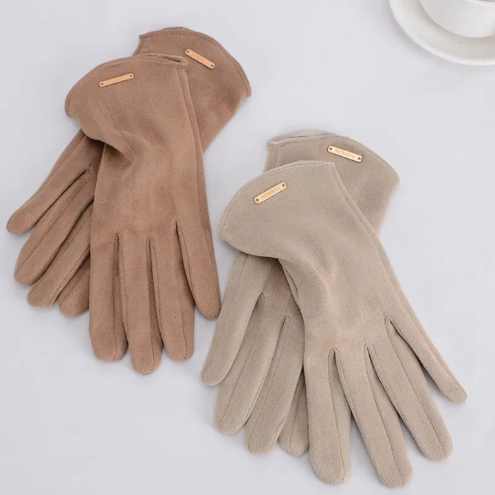 Vrouwen Herfst Winter Touchscreen Dunne Kasjmier Effen Handschoenen-Handtassen-Calora-beige-One Size-Calora