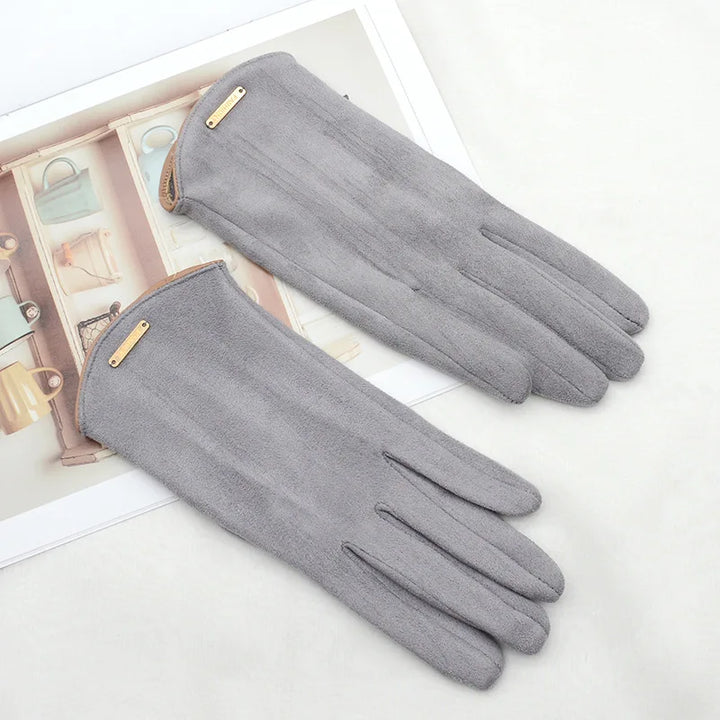Vrouwen Herfst Winter Touchscreen Dunne Kasjmier Effen Handschoenen-Handtassen-Calora-grey-One Size-Calora
