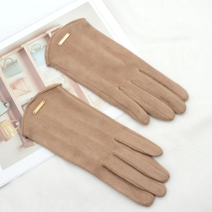 Vrouwen Herfst Winter Touchscreen Dunne Kasjmier Effen Handschoenen-Handtassen-Calora-khaki-One Size-Calora