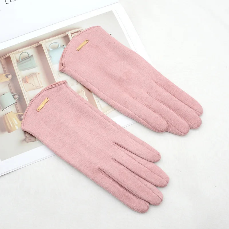 Vrouwen Herfst Winter Touchscreen Dunne Kasjmier Effen Handschoenen-Handtassen-Calora-pink-One Size-Calora