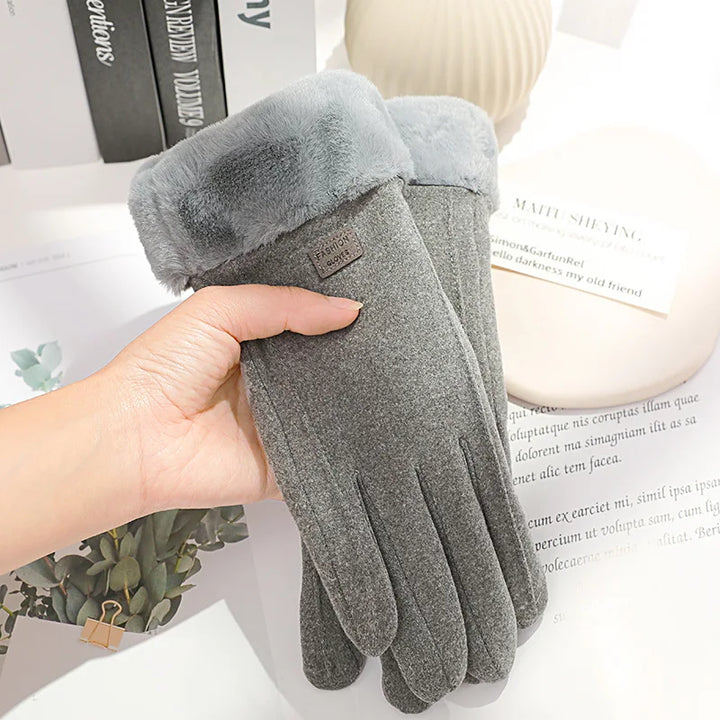 Vrouwen Winter Dikke Pluche Handschoenen-Handtassen-Calora-Grijs-Calora