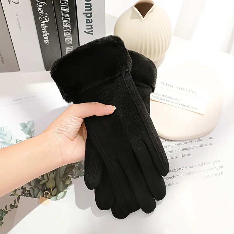 Vrouwen Winter Dikke Pluche Handschoenen-Handtassen-Calora-Grijs-Calora