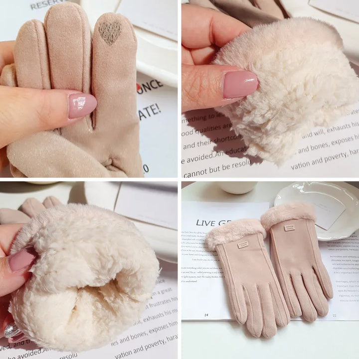 Vrouwen Winter Dikke Pluche Handschoenen-Handtassen-Calora-Grijs-Calora