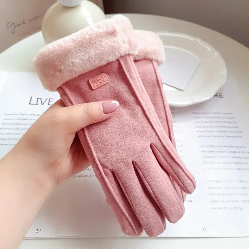 Vrouwen Winter Dikke Pluche Handschoenen-Handtassen-Calora-Grijs-Calora