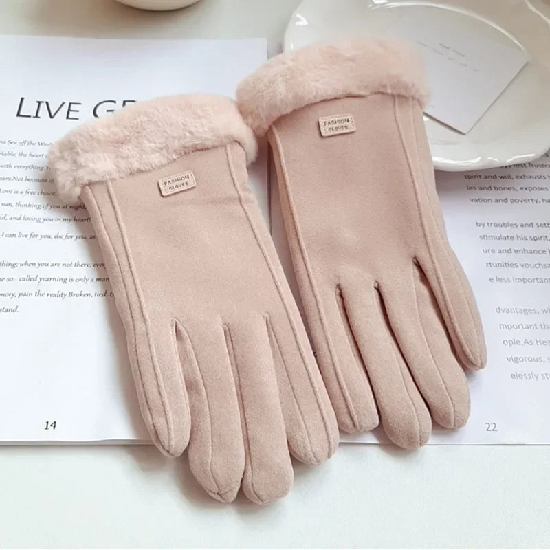 Vrouwen Winter Dikke Pluche Handschoenen-Handtassen-Calora-Grijs-Calora