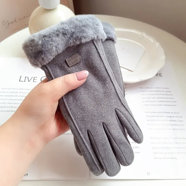 Vrouwen Winter Dikke Pluche Handschoenen-Handtassen-Calora-Grijs-Calora