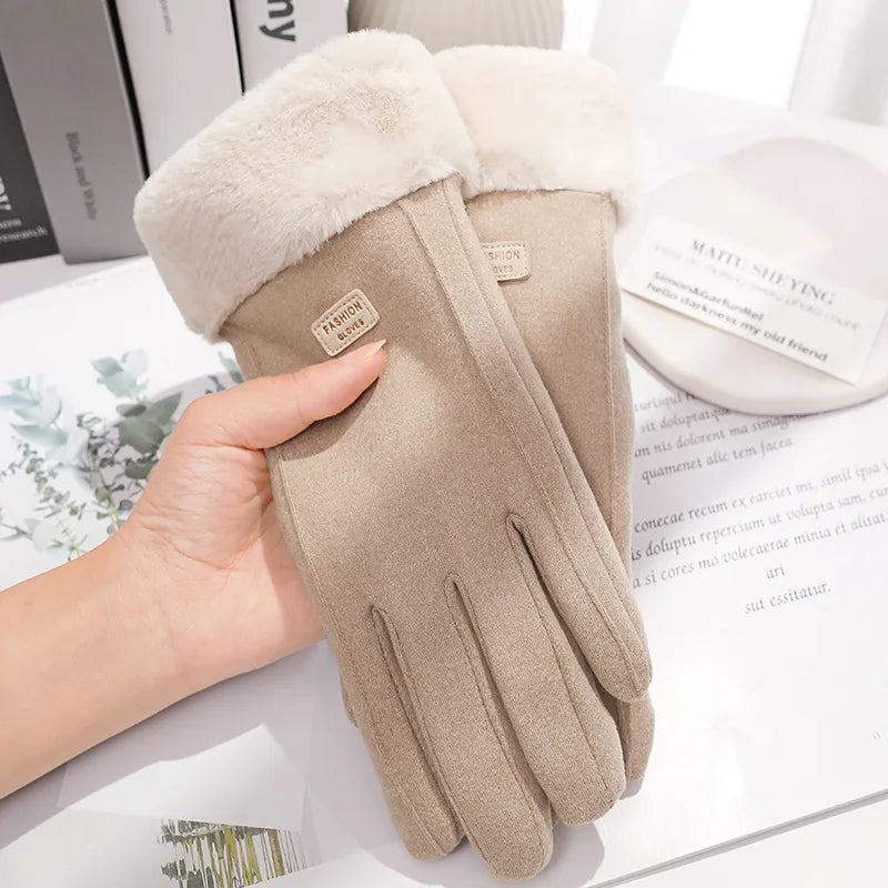 Vrouwen Winter Dikke Pluche Handschoenen-Handtassen-Calora-Grijs-Calora