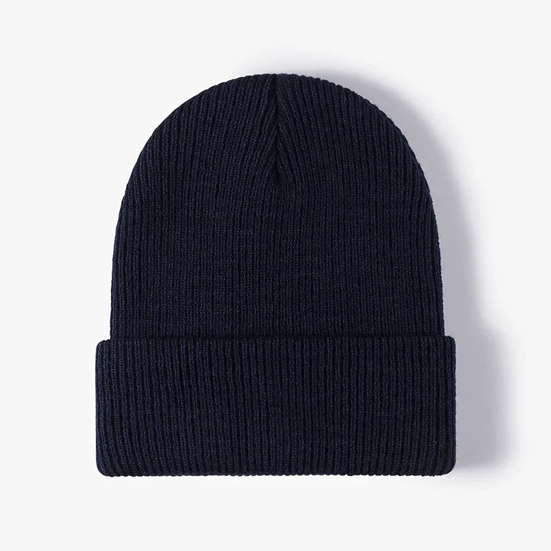 Warm Gebreide Beanie Muts - Herfst en Winter-Petten-Calora-Donkerblauw-One Size-Calora
