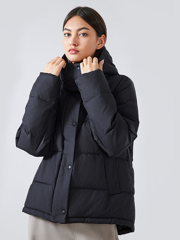 CALORA_ Warm Gewatteerde Donzen Jas voor Dames met Capuchon