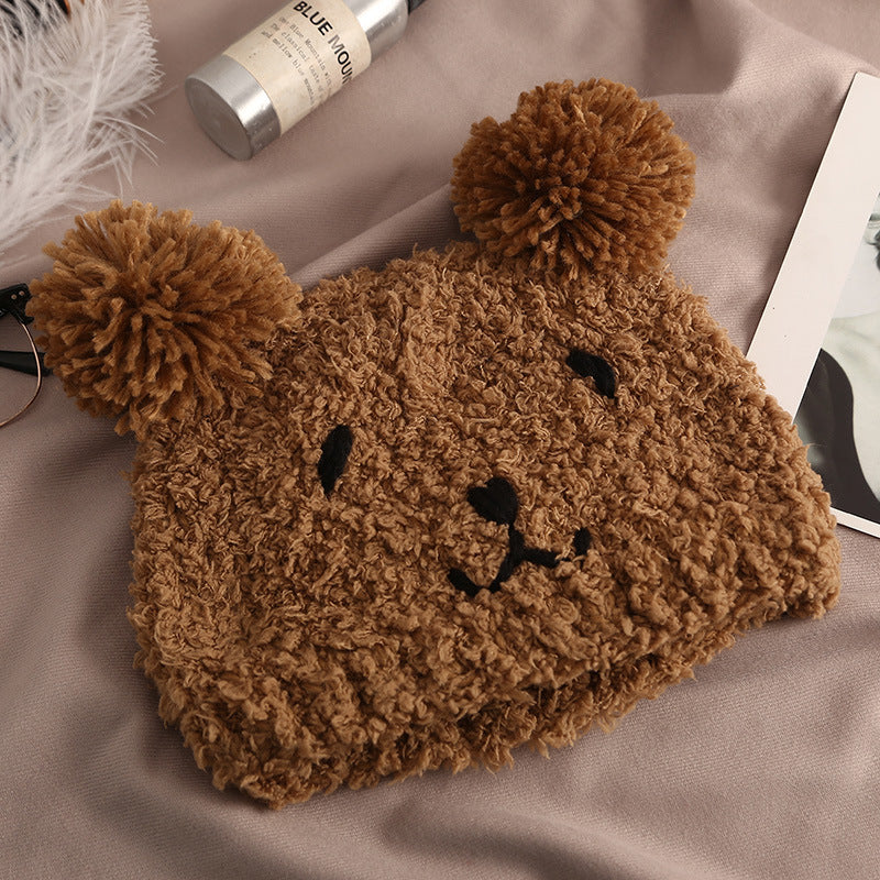CALORA_ Warm Winddichte Pluche Muts met Beer Ontwerp