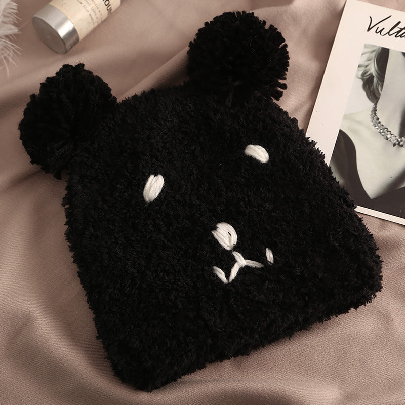 CALORA_ Warm Winddichte Pluche Muts met Beer Ontwerp