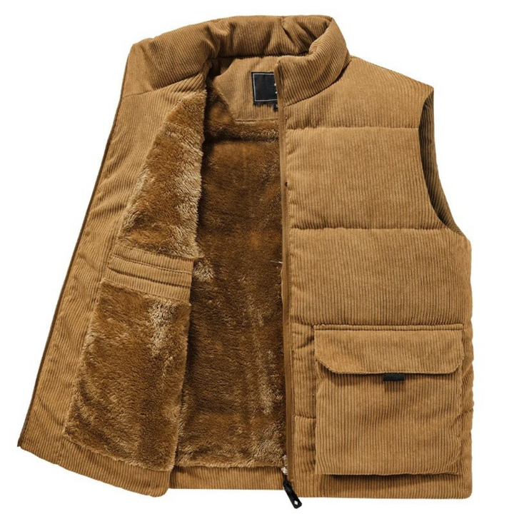 Warme Corduroy Winter Bodywarmer met zakken-Bodywarmers-Calora-Bruin-M-Calora