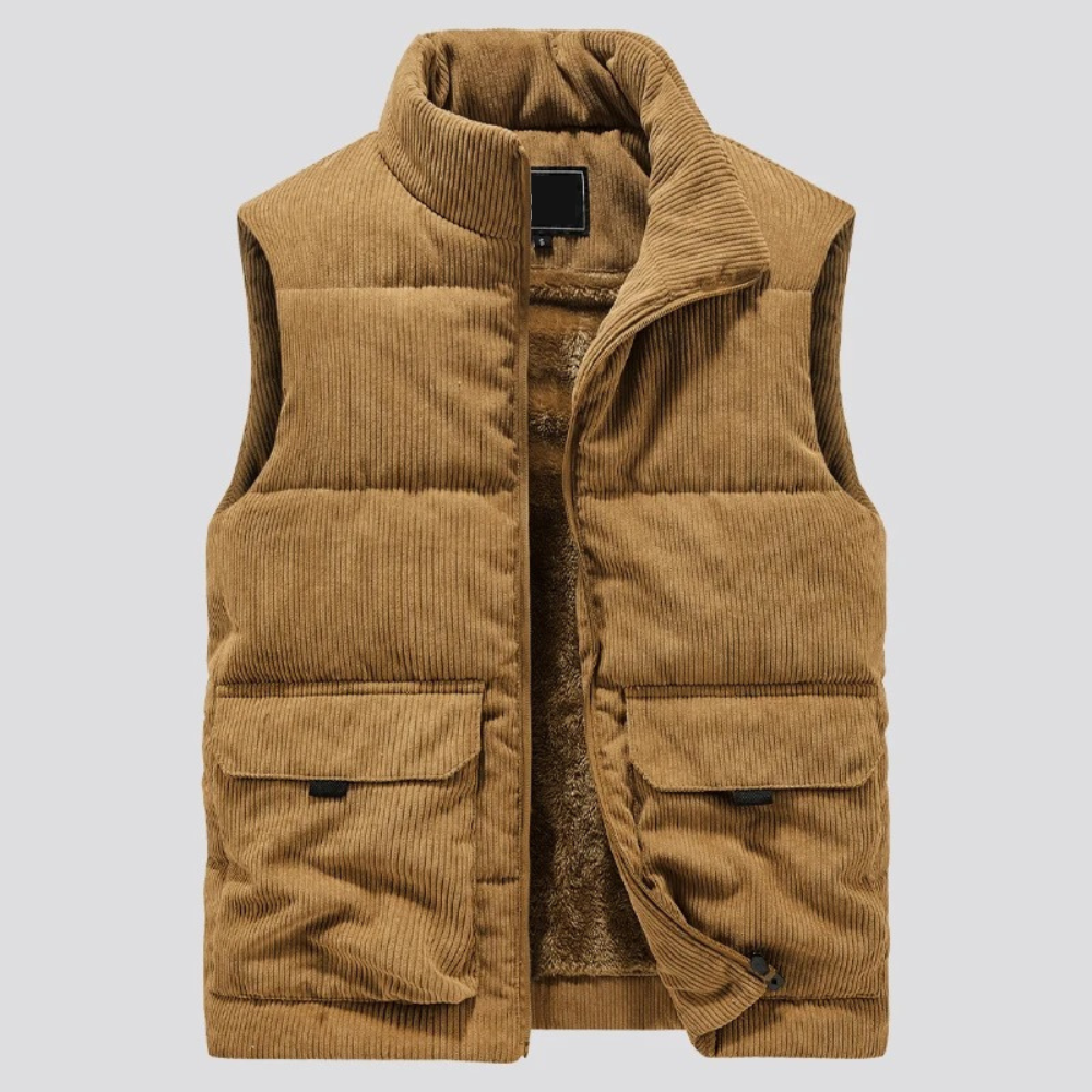 Warme Corduroy Winter Bodywarmer met zakken-Bodywarmers-Calora-Bruin-M-Calora