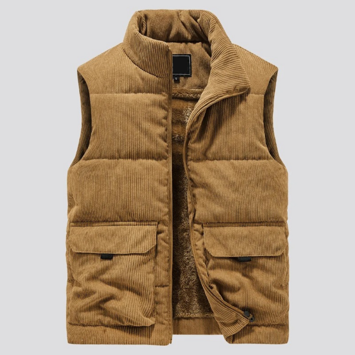 Warme Corduroy Winter Bodywarmer met zakken-Bodywarmers-Calora-Bruin-M-Calora