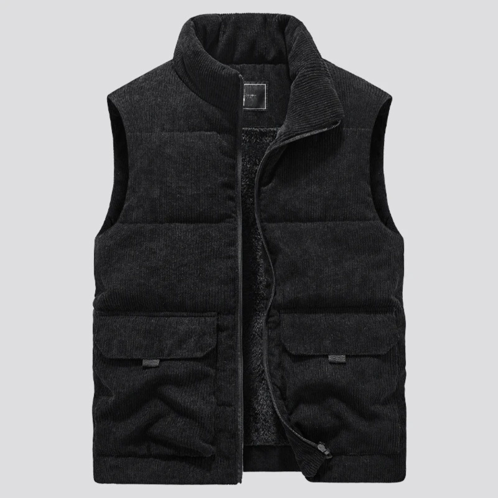 Warme Corduroy Winter Bodywarmer met zakken-Bodywarmers-Calora-Zwart-M-Calora