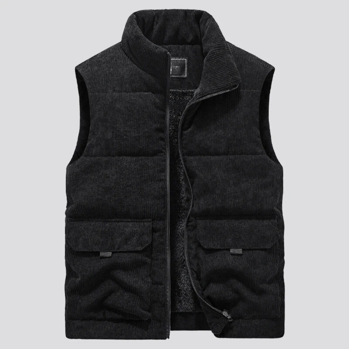 Warme Corduroy Winter Bodywarmer met zakken-Bodywarmers-Calora-Zwart-M-Calora