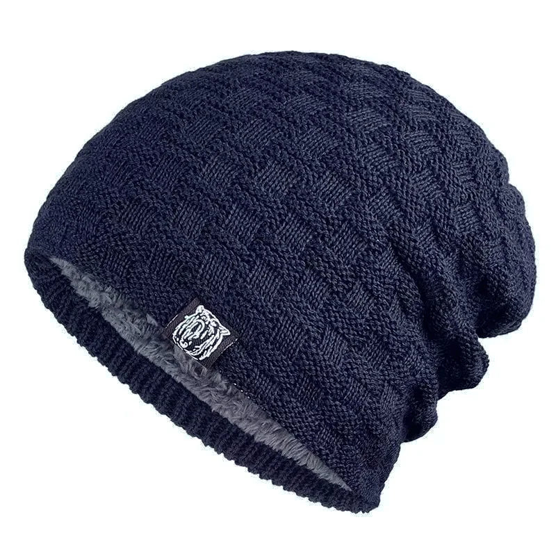 Warme gebreide Beanie Fiets Muts-Petten-Calora-Donkerblauw-One Size-Calora
