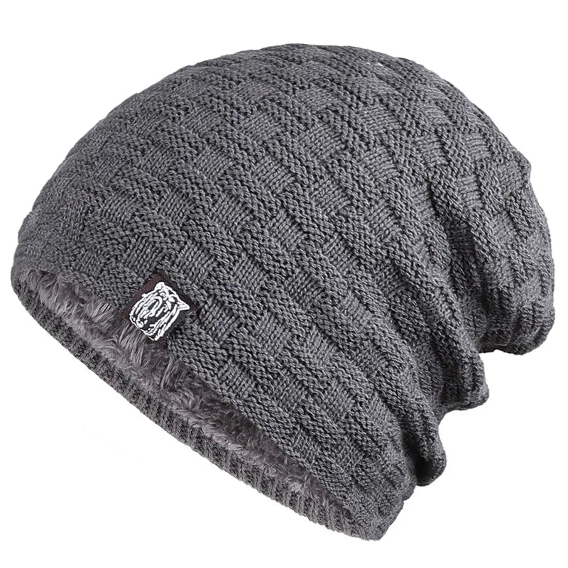 Warme gebreide Beanie Fiets Muts-Petten-Calora-Grijs-One Size-Calora