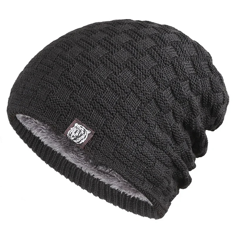 Warme gebreide Beanie Fiets Muts-Petten-Calora-Zwart-One Size-Calora