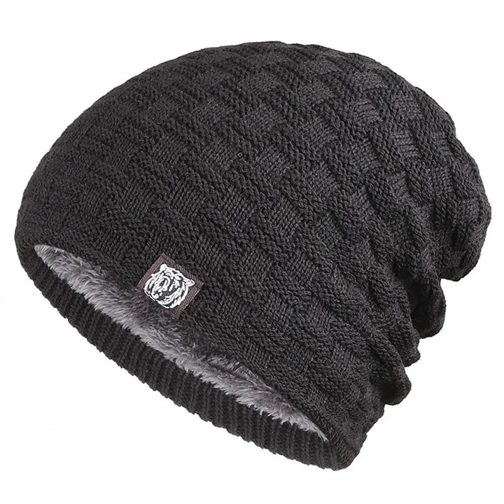 Warme gebreide Beanie Fiets Muts-Petten-Calora-Zwart-One Size-Calora
