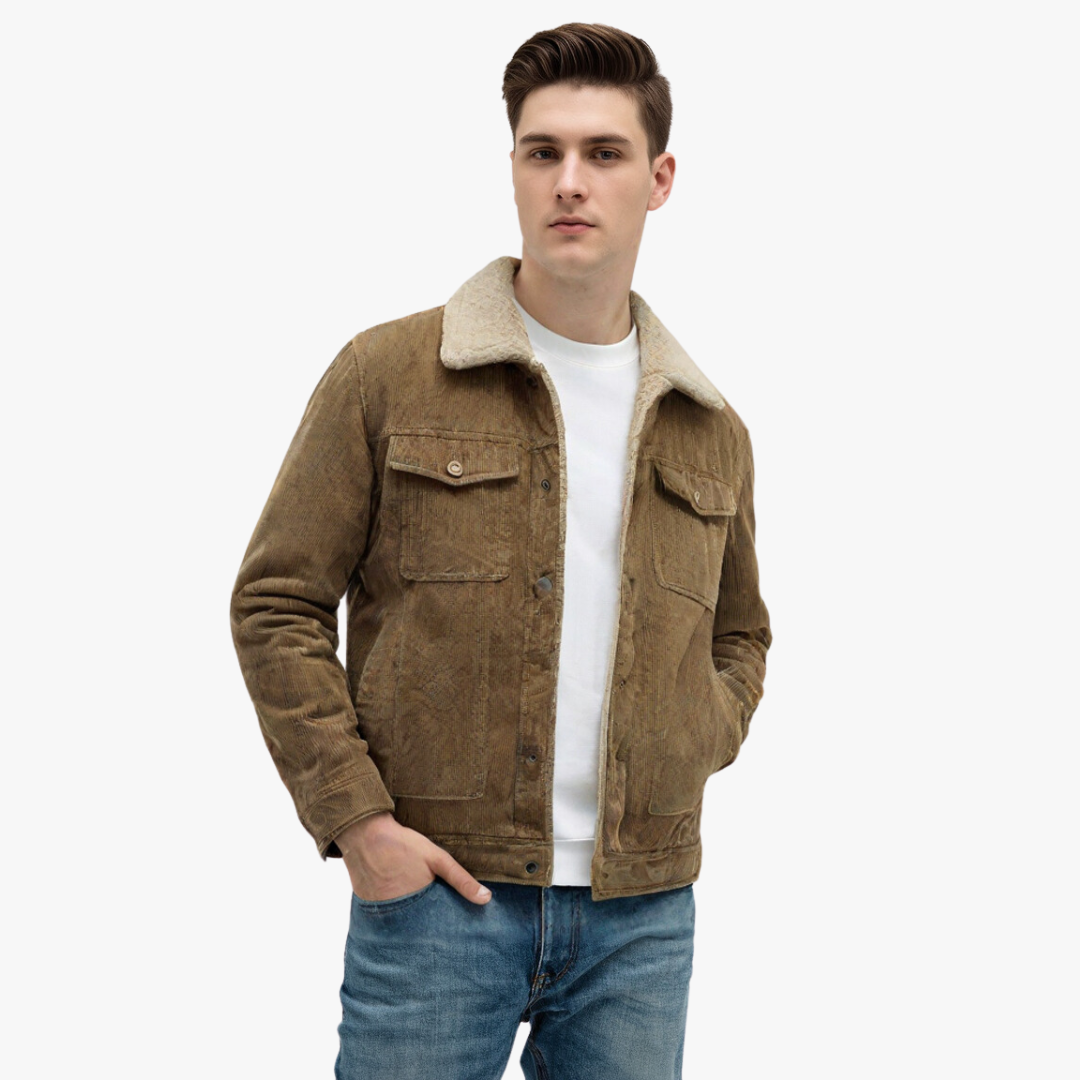 CALORA_ Warme Katoenen Windbreaker Jas met Volledige Rits en Kraag