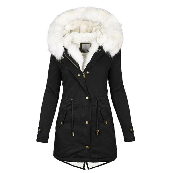 Warme Lange Winterjas met Capuchon voor Dames-Zomer Jassen-Calora-Zwart-S-Calora