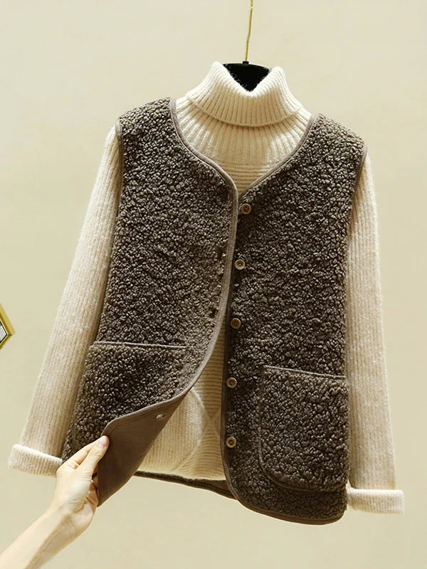 CALORA_ Warme Mouwloos Lamswollen Vest